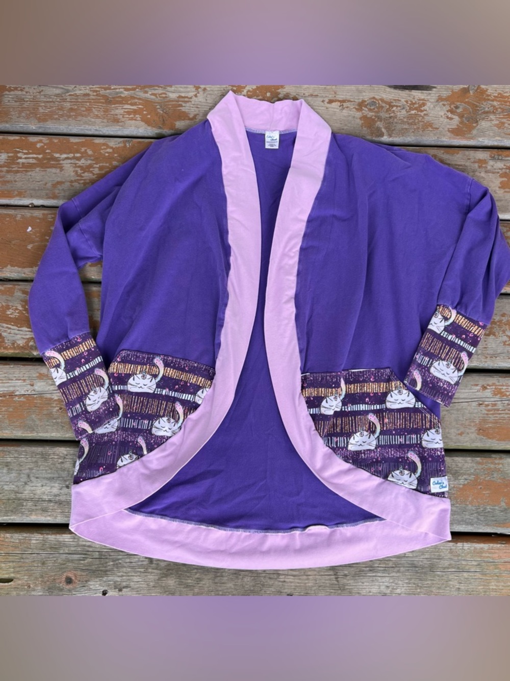 Cedar’s Closet Handmade in Canada Pink & Purple Open Front Cardigan - Size XL